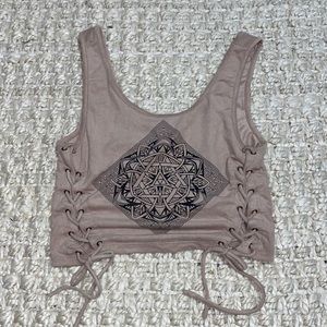 Kendall & Kylie Small beige crop top